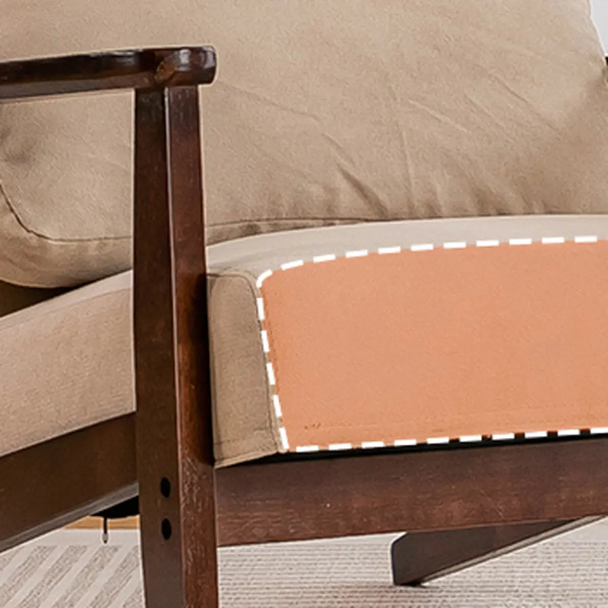 Removable Cushions Khaki Pillow Back Accent Chair Image - 13