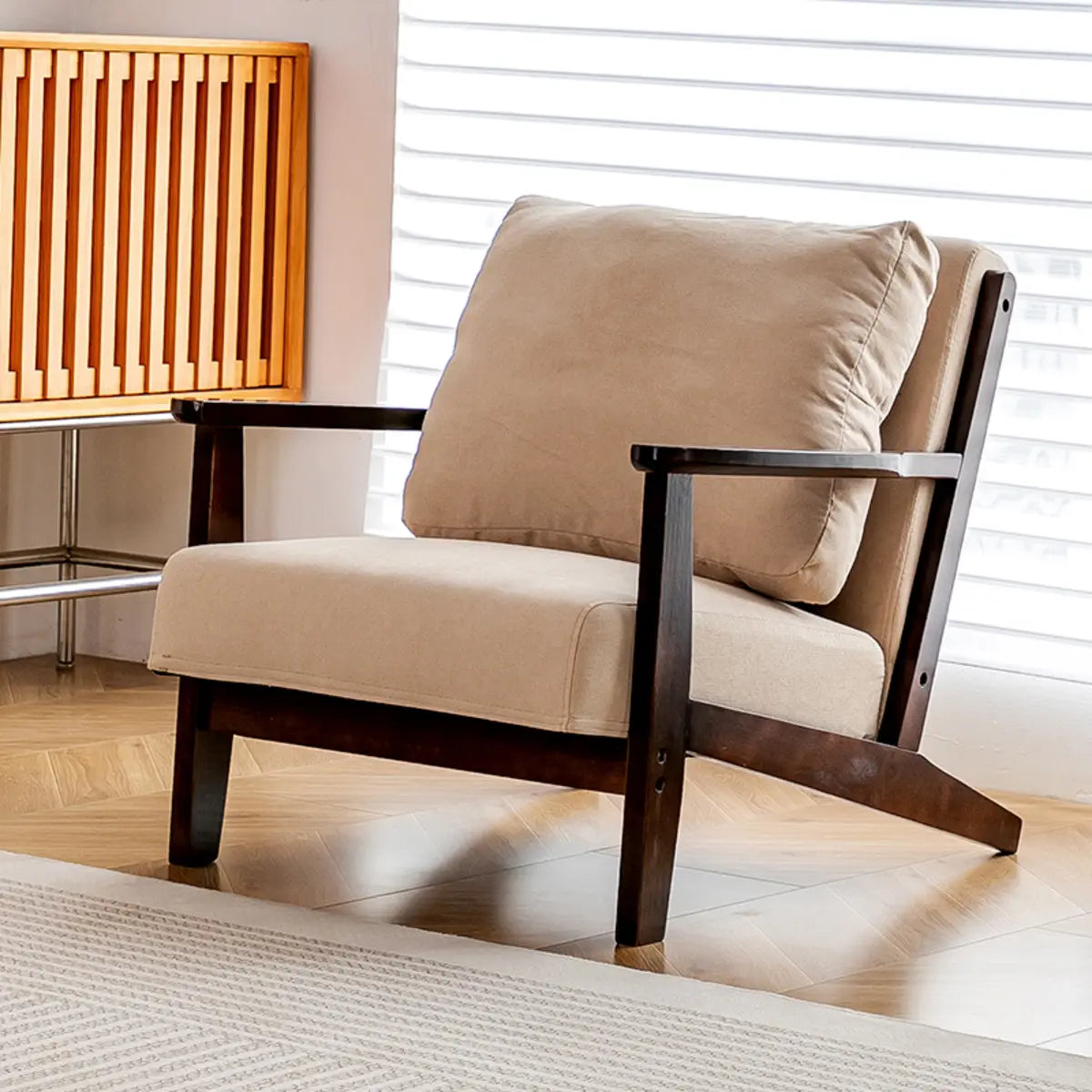 Removable Cushions Khaki Pillow Back Accent Chair Image - 2