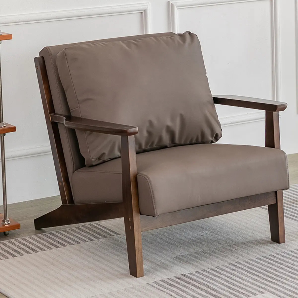 Removable Cushions Khaki Pillow Back Accent Chair Image - 3