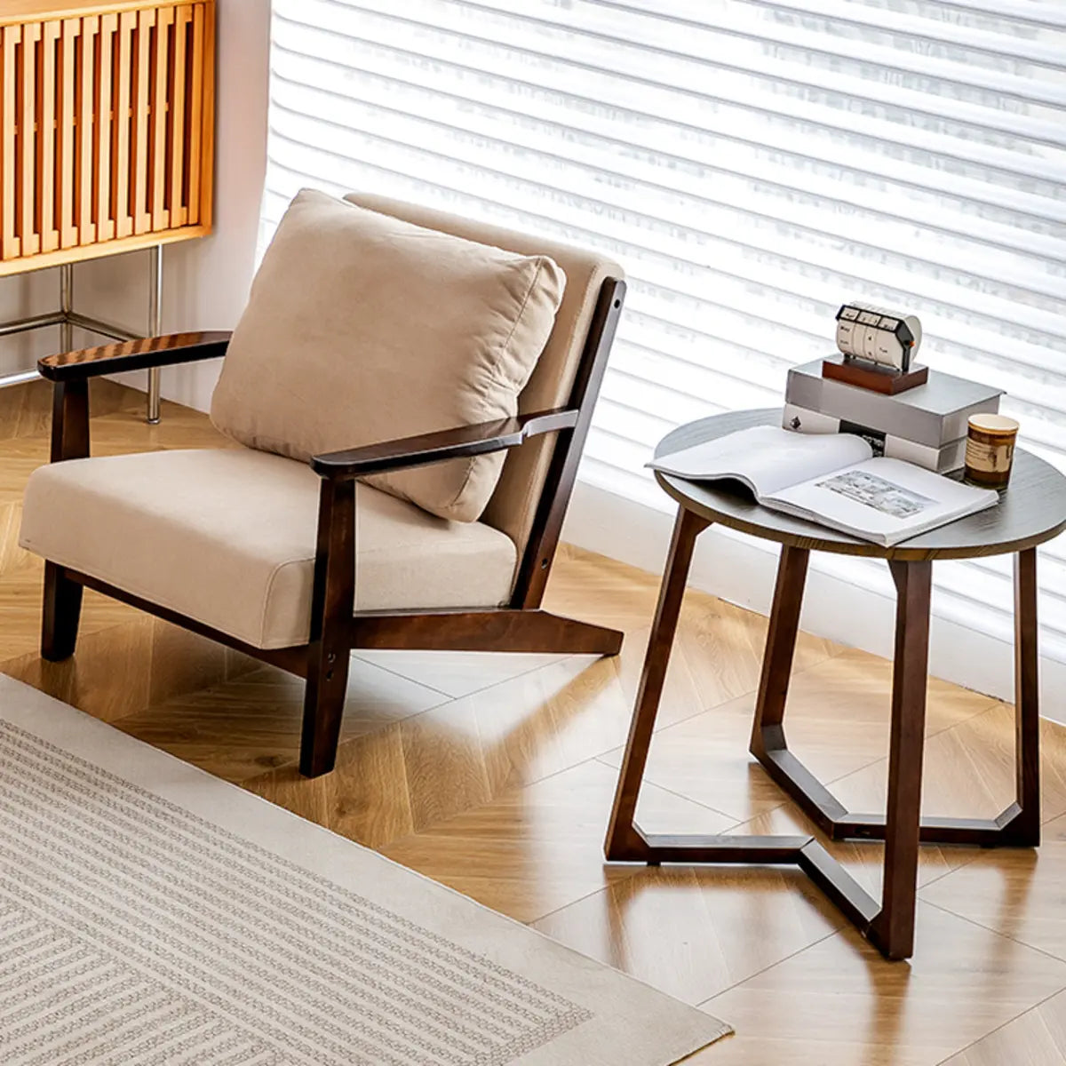 Removable Cushions Khaki Pillow Back Accent Chair Image - 4