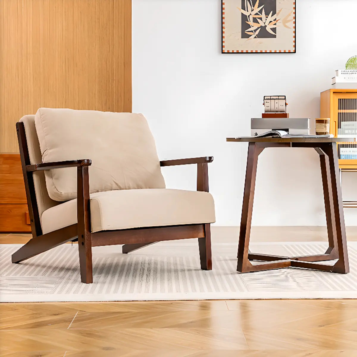 Removable Cushions Khaki Pillow Back Accent Chair Image - 6