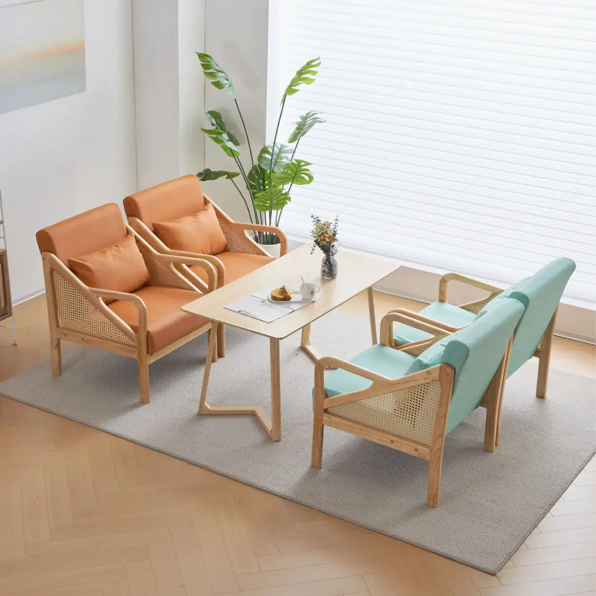 Removable Cushions Leather Split Back Accent Chair Image - 1