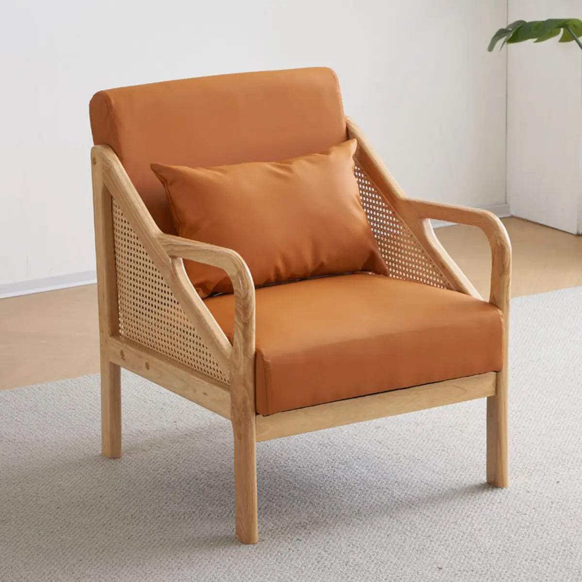 Removable Cushions Leather Split Back Accent Chair Image - 10