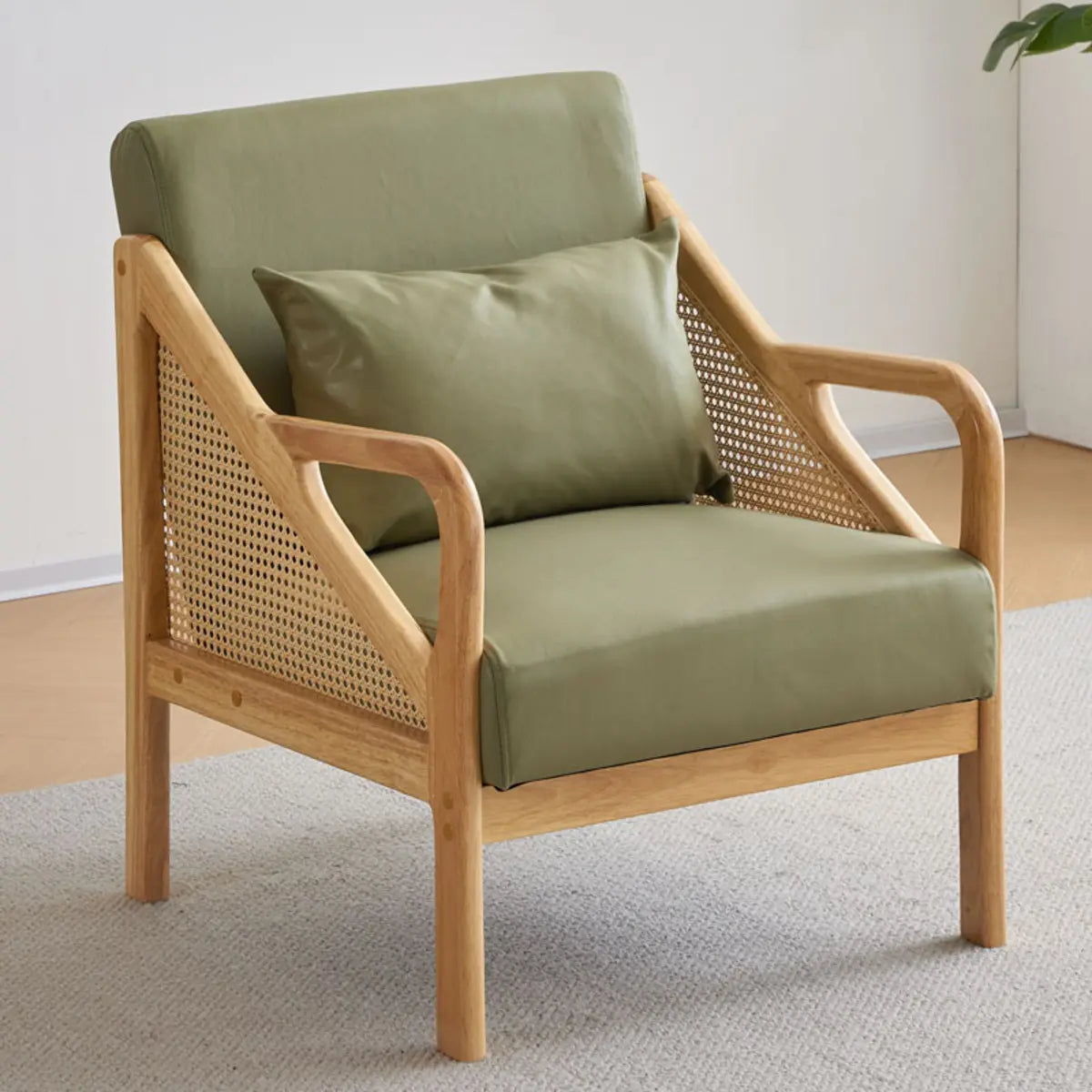 Removable Cushions Leather Split Back Accent Chair Image - 7