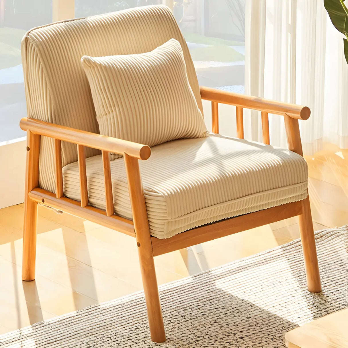 Removable Cushions Off-White Loose Back Arm Chair Image - 1