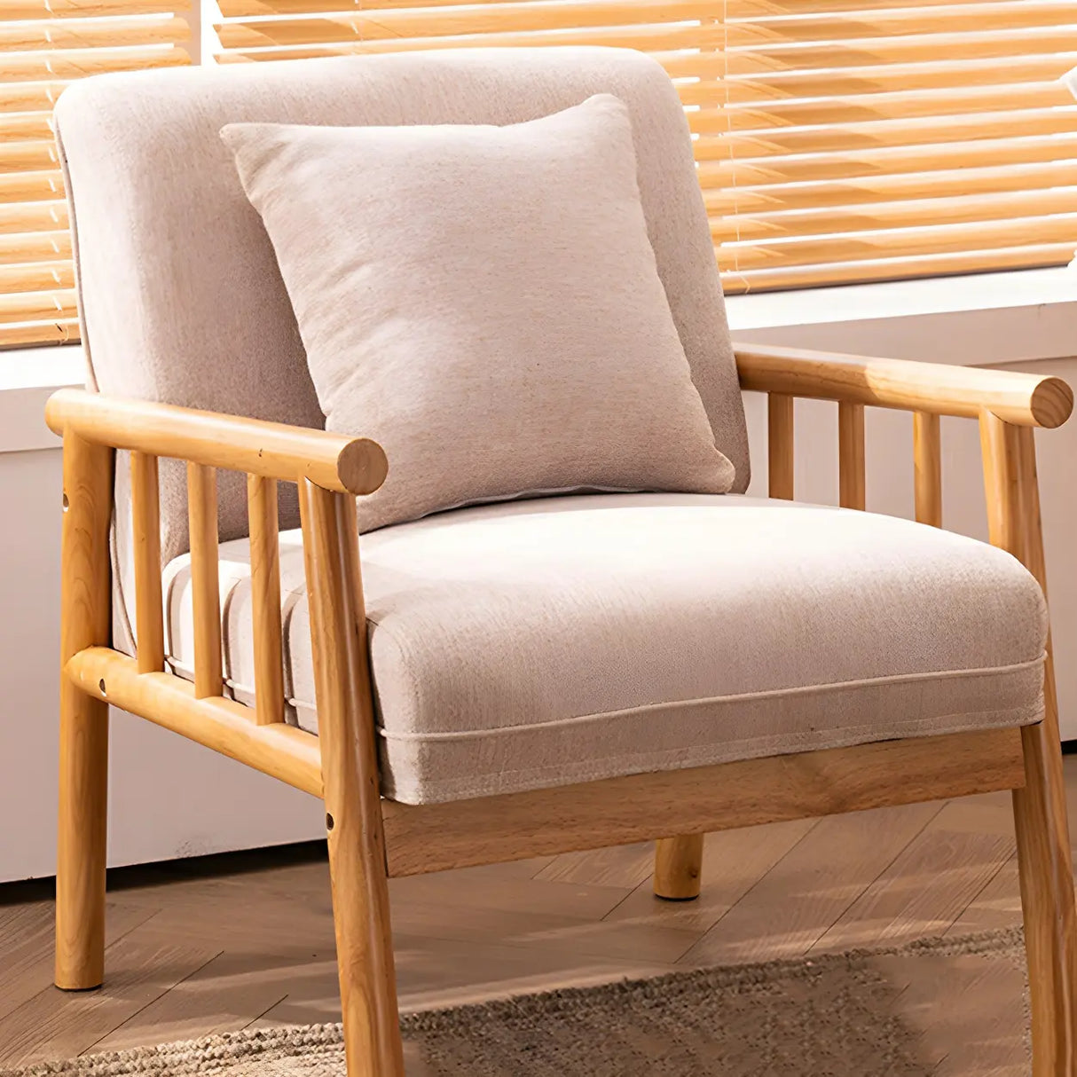 Removable Cushions Off-White Loose Back Arm Chair Image - 13