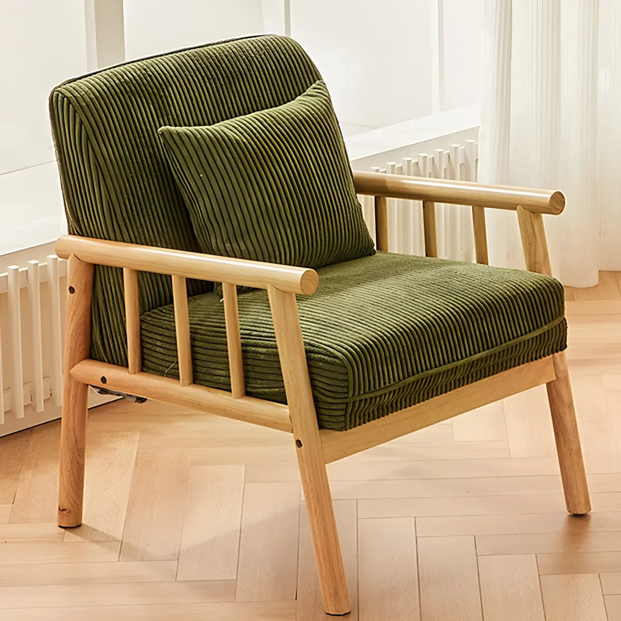 Removable Cushions Off-White Loose Back Arm Chair Image - 2