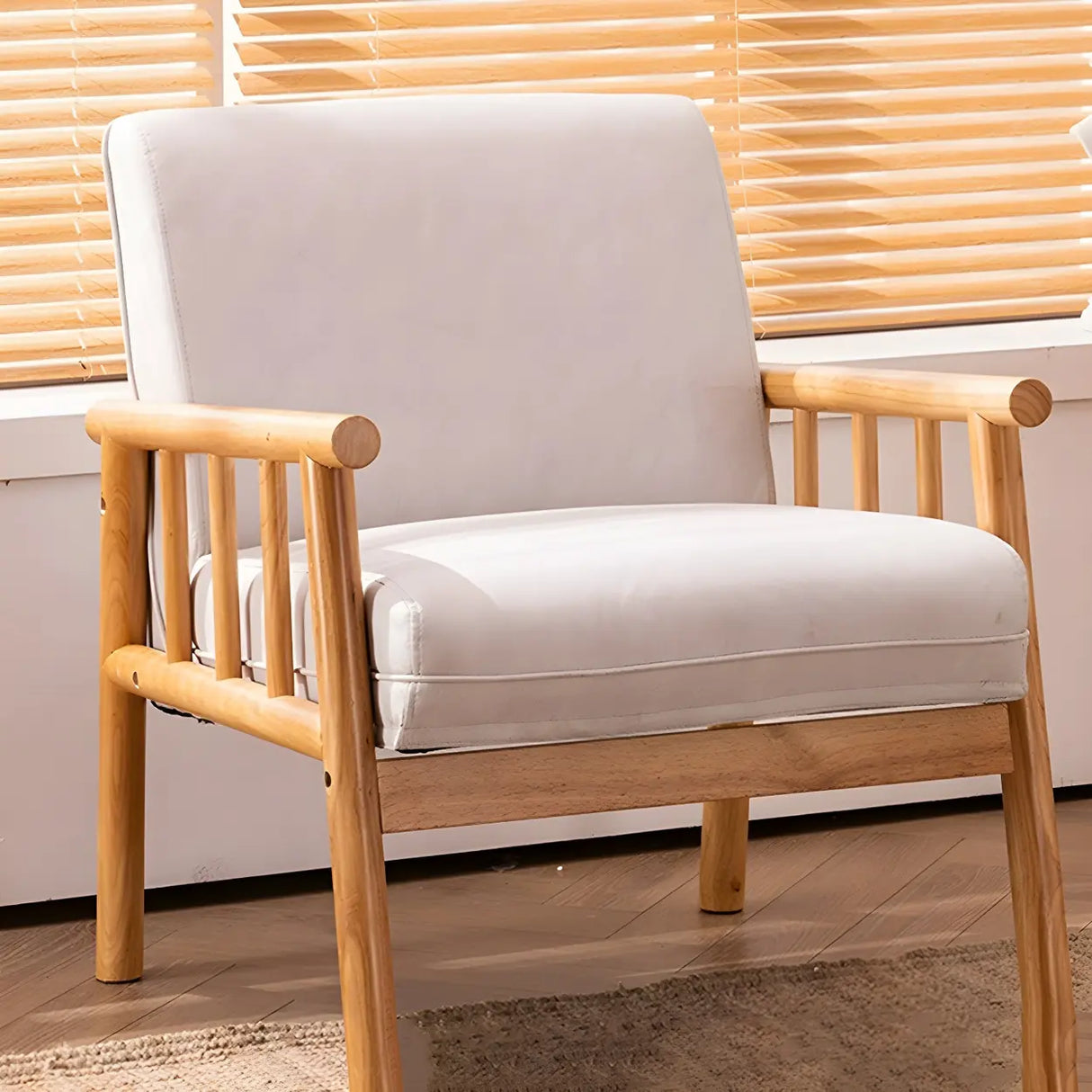 Removable Cushions Off-White Loose Back Arm Chair Image - 5