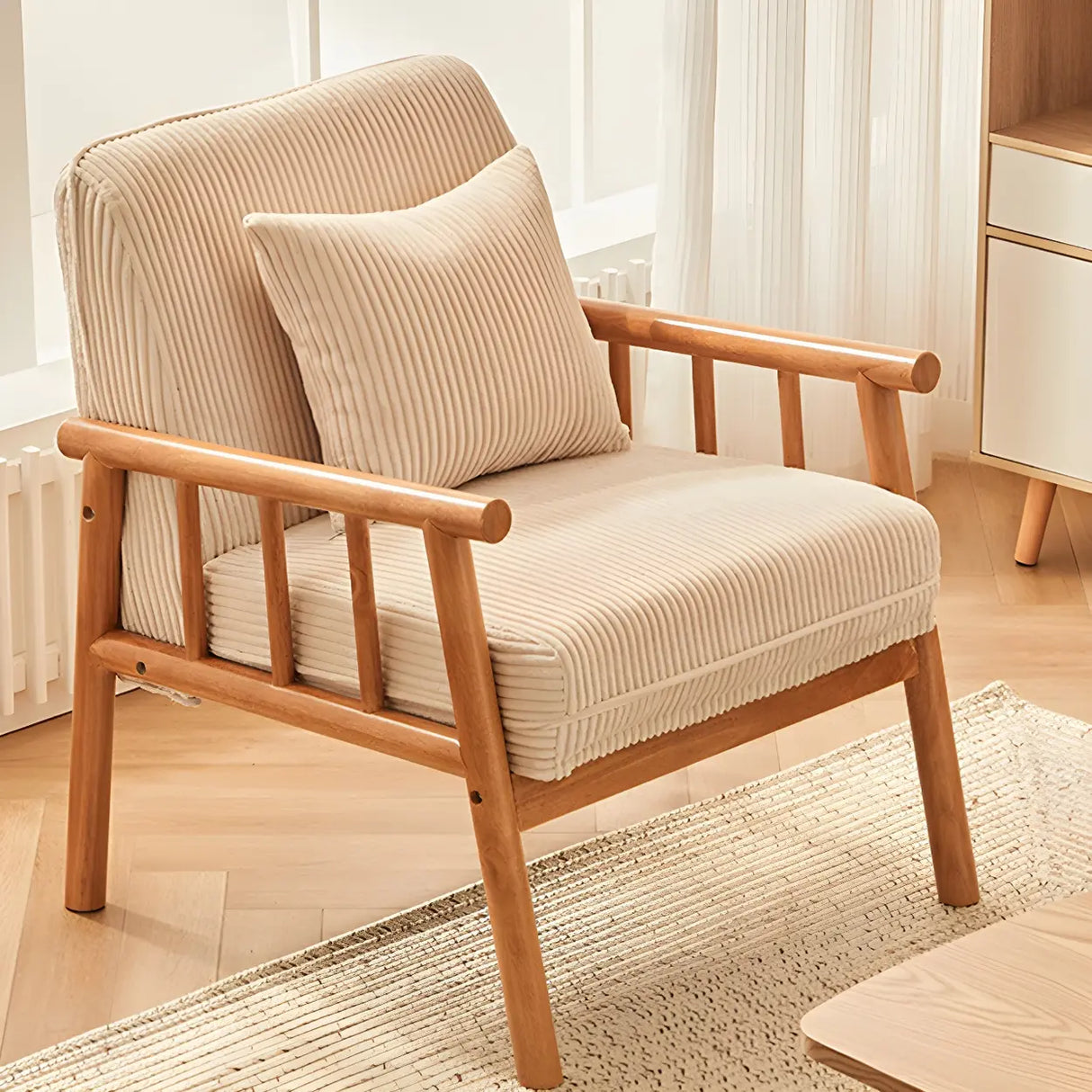 Removable Cushions Off-White Loose Back Arm Chair Image - 9