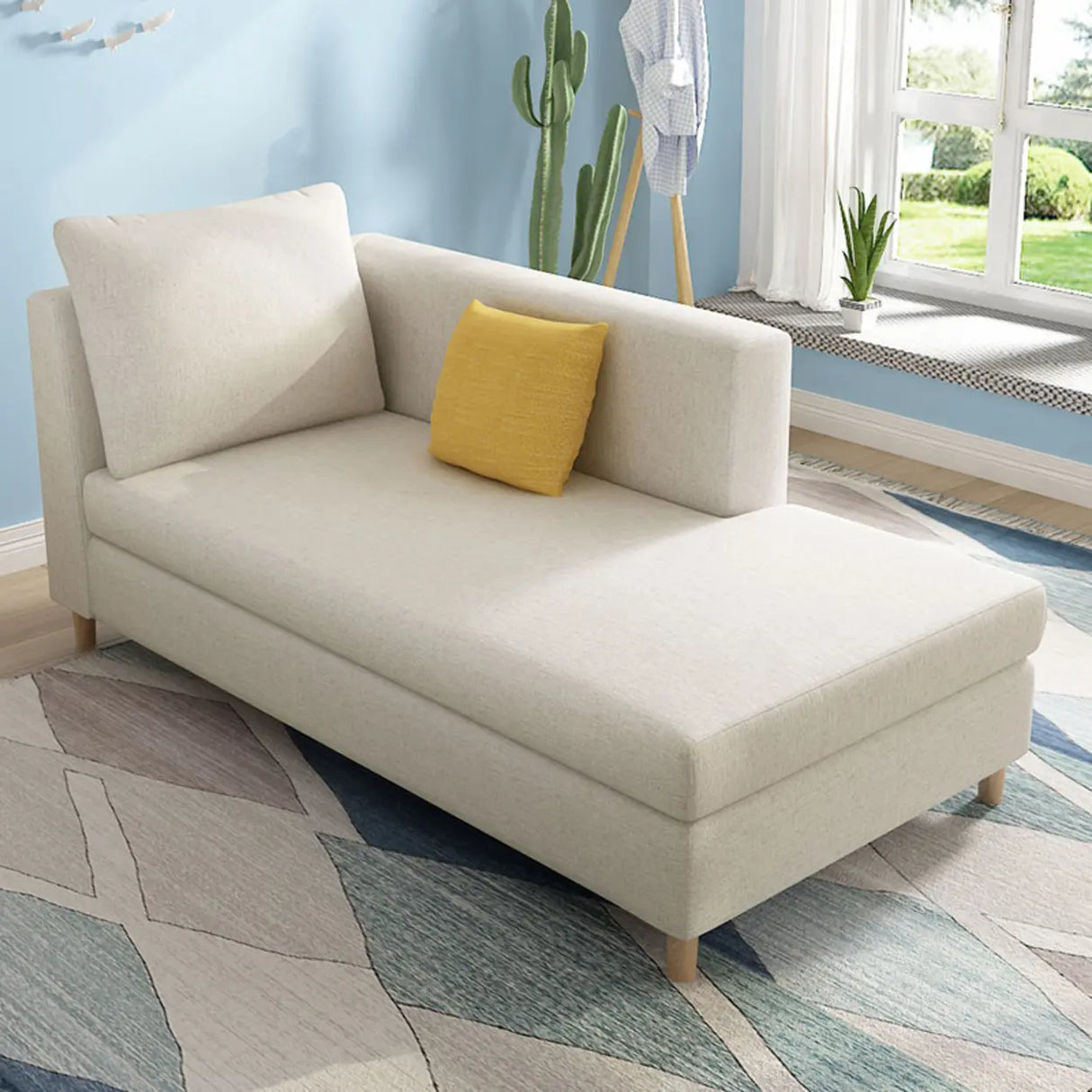 Removable Cushions Rectangle Fabric Reclining Chaise Lounge Image - 2