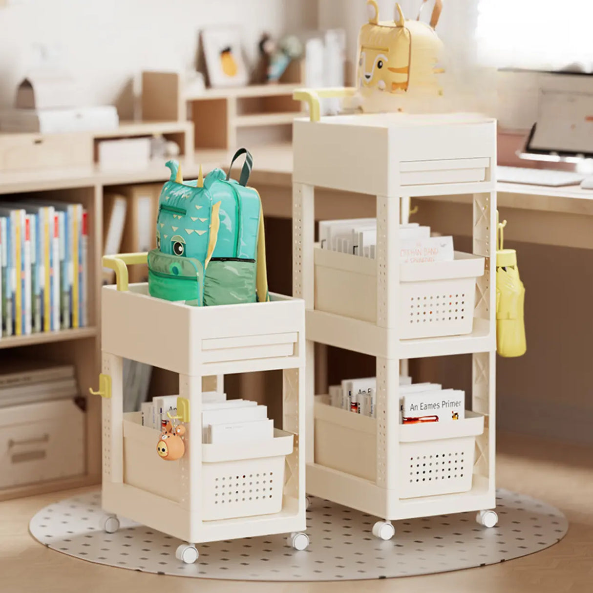 Removable Freestanding White Utility Cart with Handle Image - 1