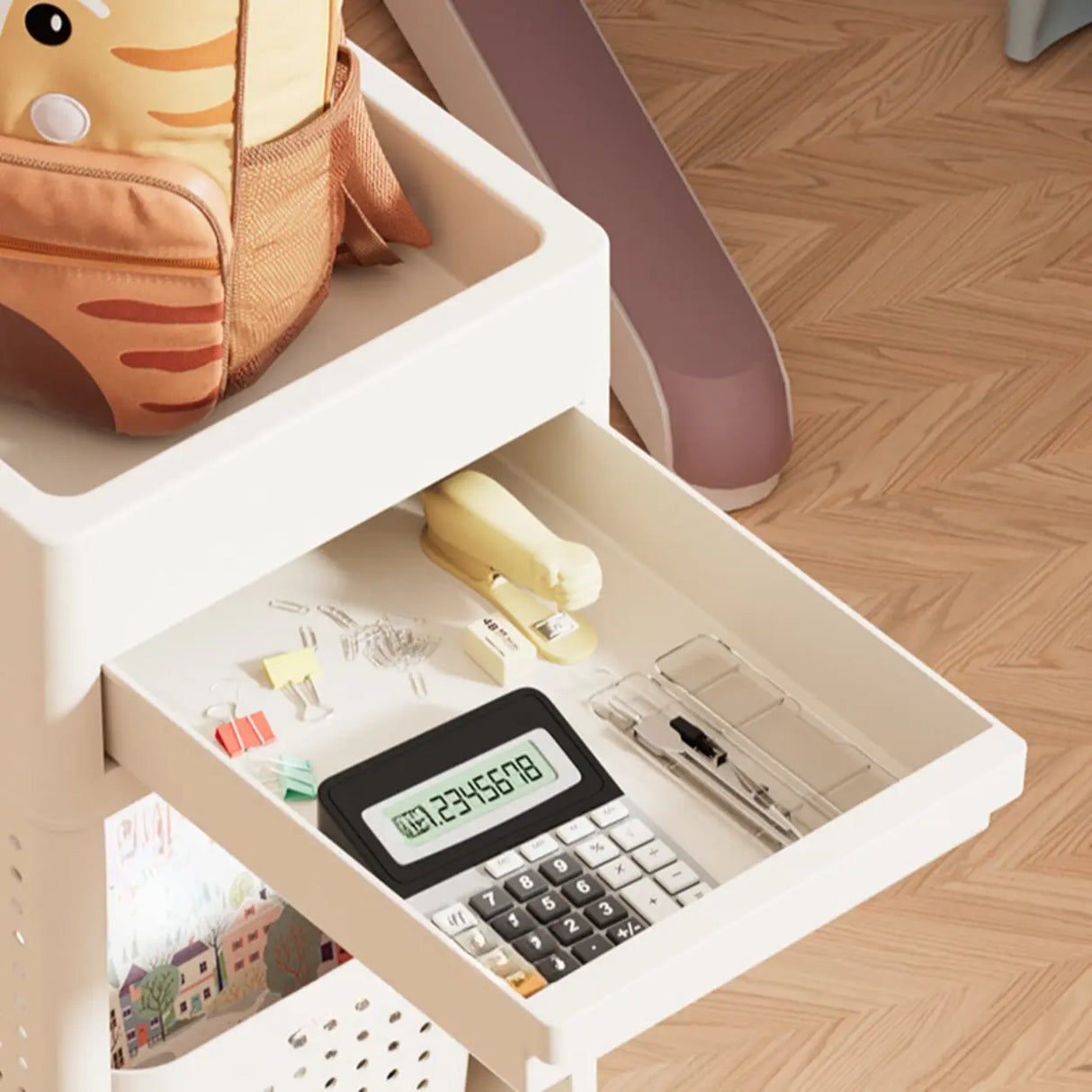 Removable Freestanding White Utility Cart with Handle Image - 10