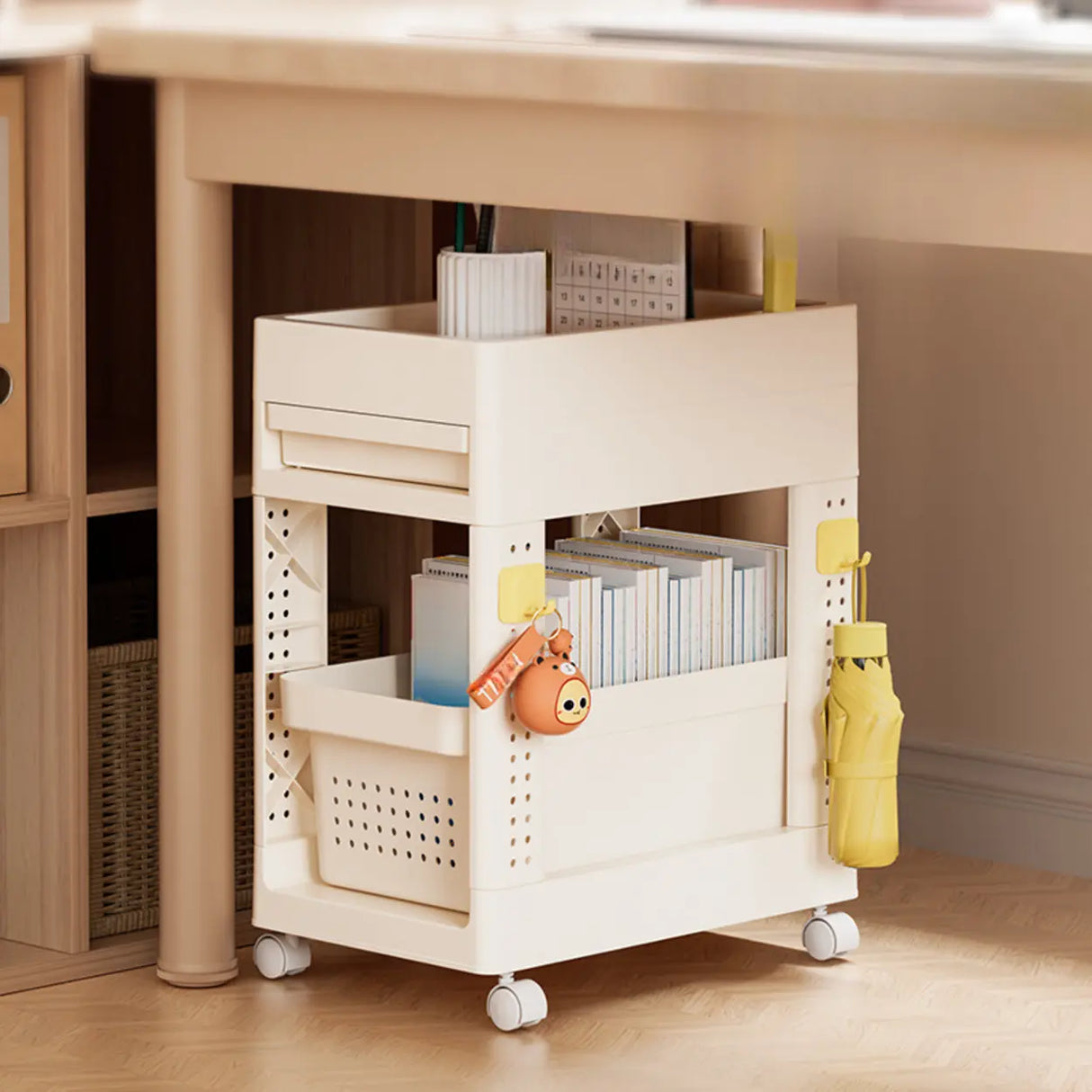 Removable Freestanding White Utility Cart with Handle Image - 3