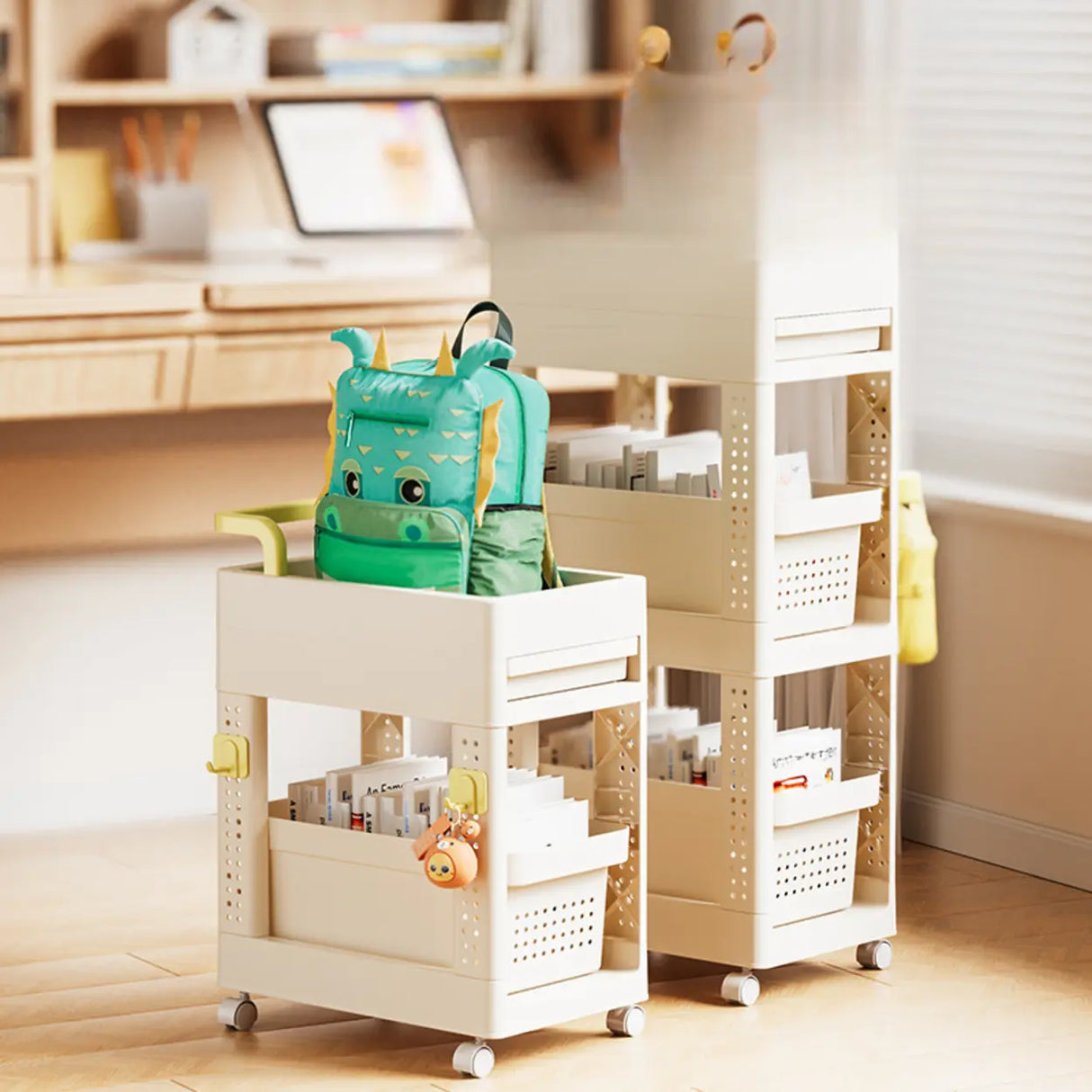 Removable Freestanding White Utility Cart with Handle Image - 4