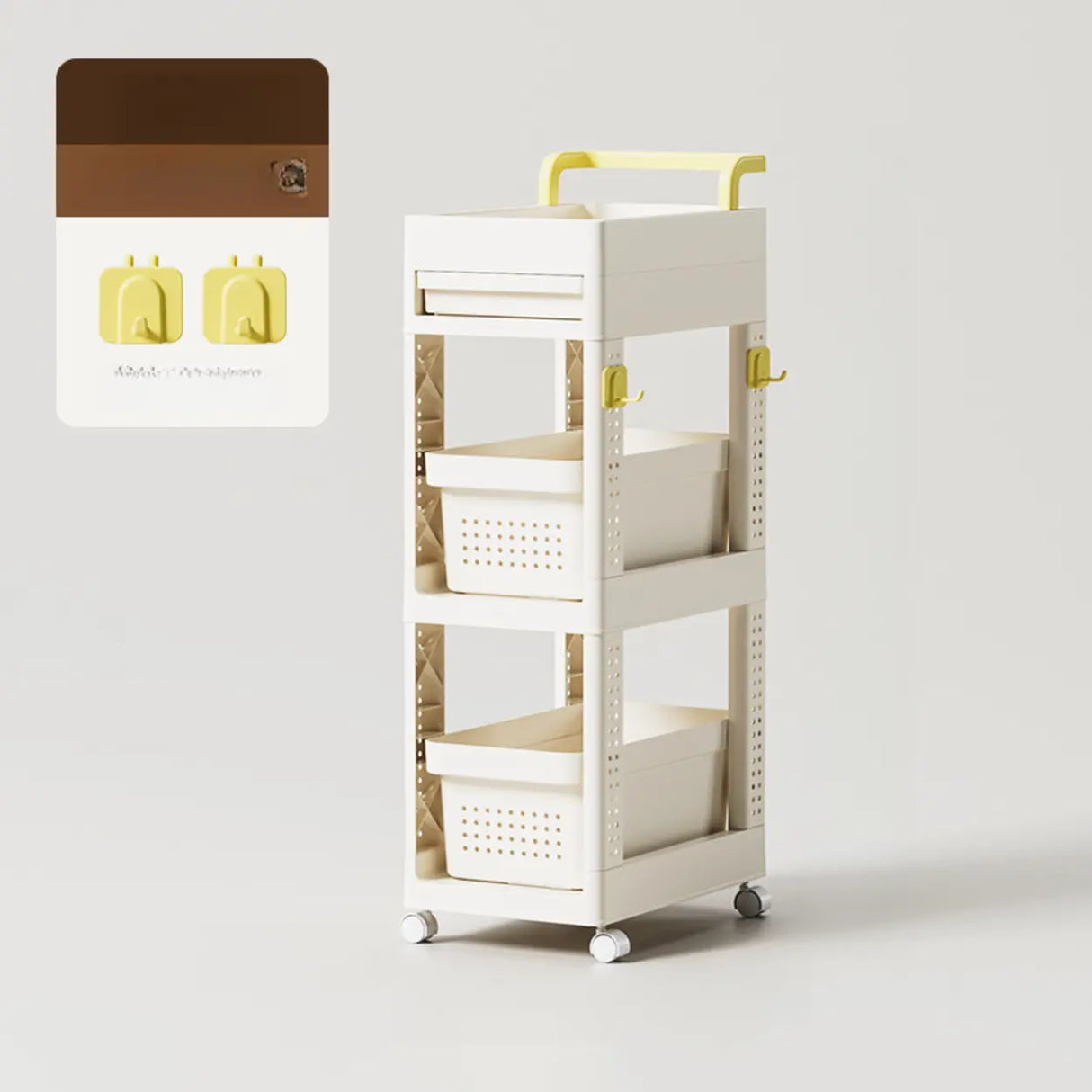 Removable Freestanding White Utility Cart with Handle Image - 5