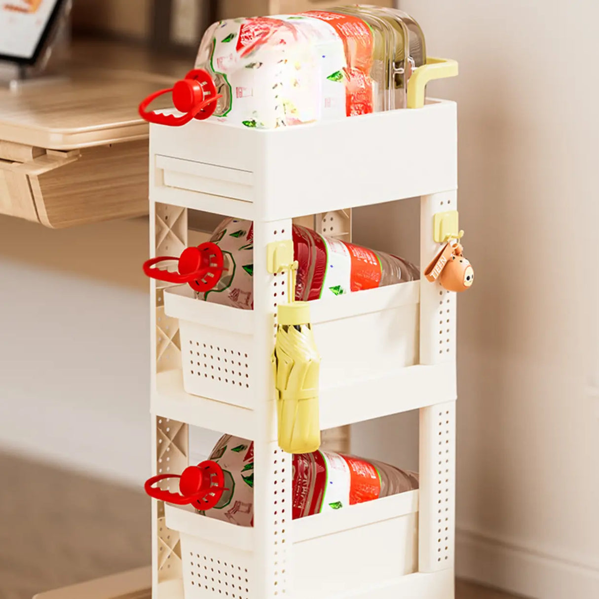 Removable Freestanding White Utility Cart with Handle Image - 8