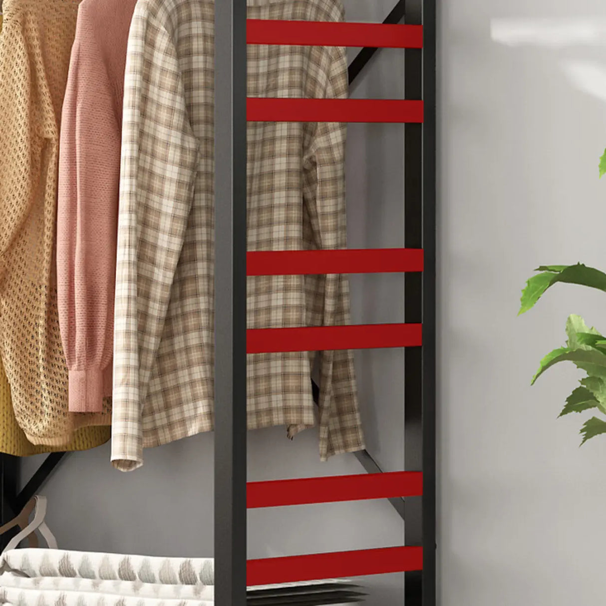 Removable Multi-Section Steel Black Storage Coat Rack Image - 10