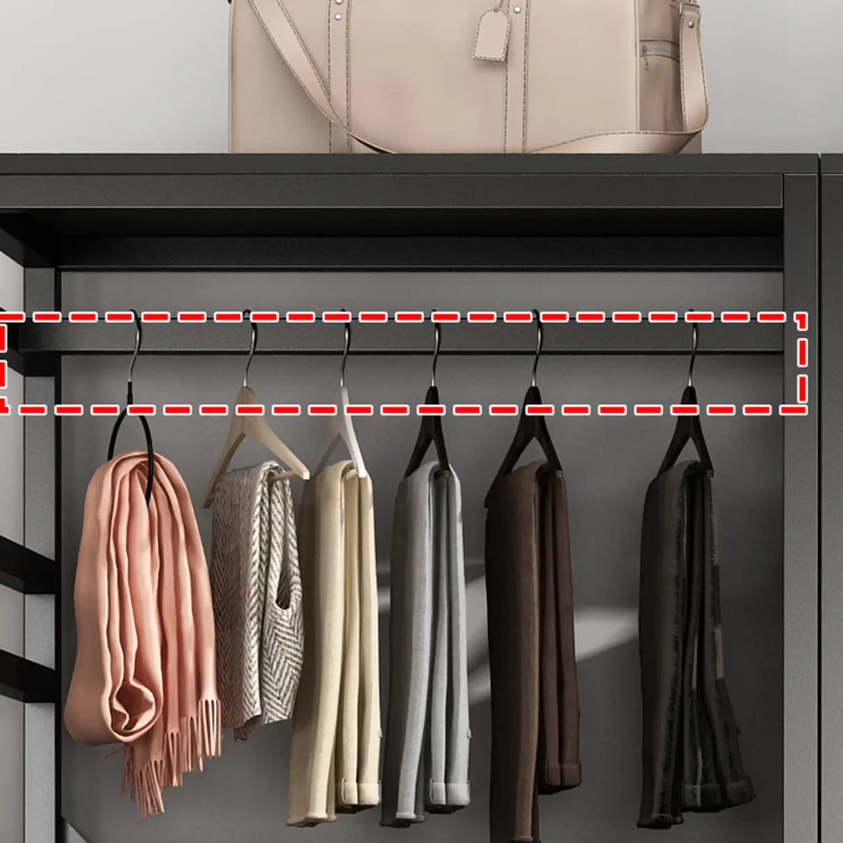 Removable Multi-Section Steel Black Storage Coat Rack Image - 13