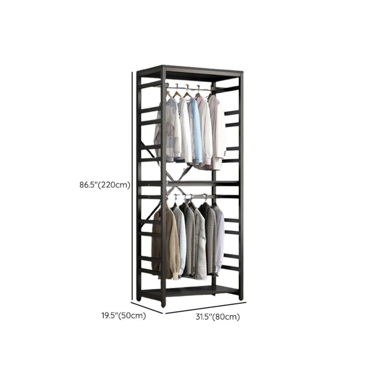 Removable Multi-Section Steel Black Storage Coat Rack Image - 22