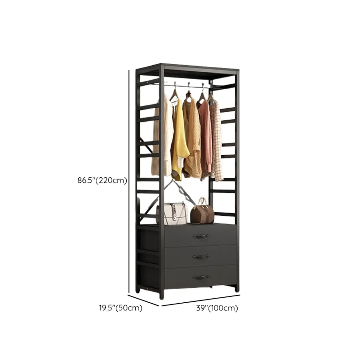 Removable Multi-Section Steel Black Storage Coat Rack Image - 24