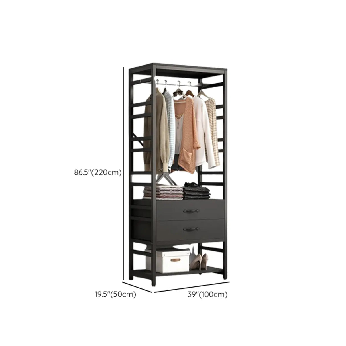 Removable Multi-Section Steel Black Storage Coat Rack Image - 25