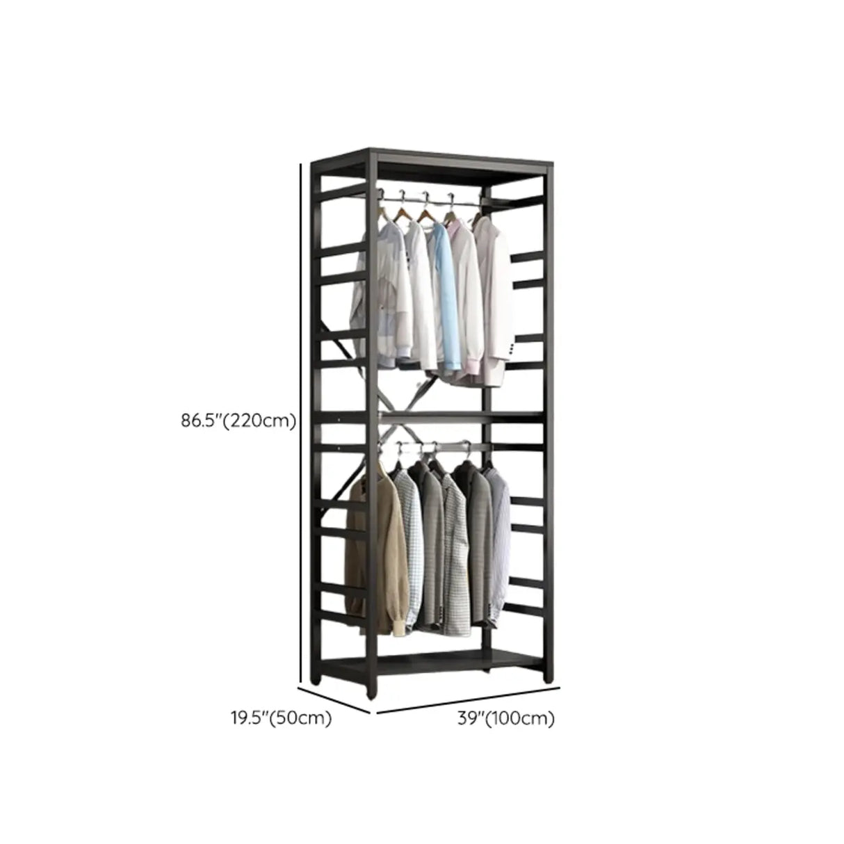 Removable Multi-Section Steel Black Storage Coat Rack Image - 26