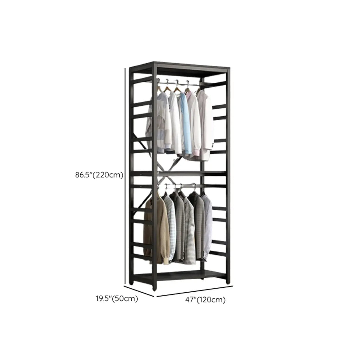 Removable Multi-Section Steel Black Storage Coat Rack Image - 28