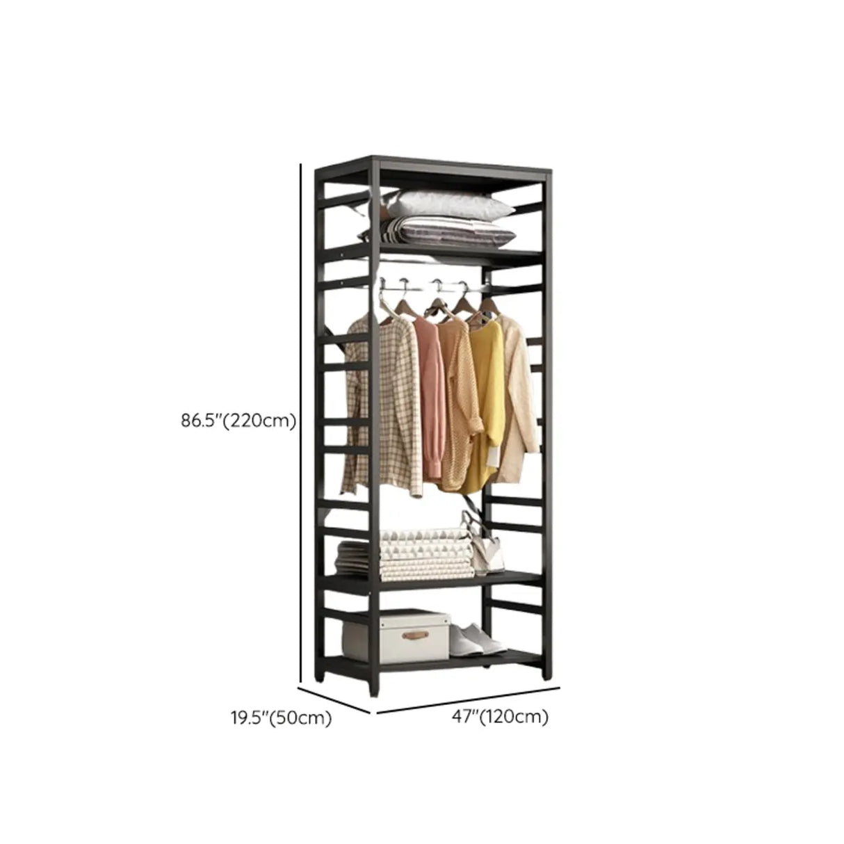 Removable Multi-Section Steel Black Storage Coat Rack Image - 29