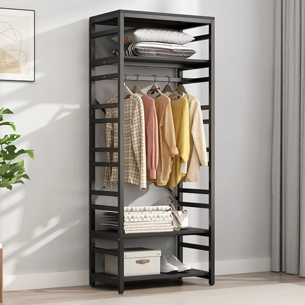 Removable Multi-Section Steel Black Storage Coat Rack Image - 3