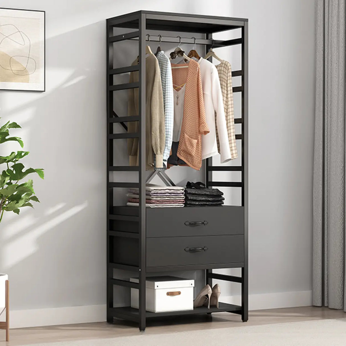 Removable Multi-Section Steel Black Storage Coat Rack Image - 5