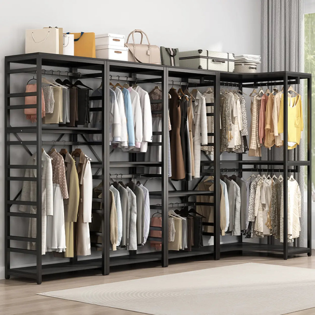 Removable Multi-Section Steel Black Storage Coat Rack Image - 6