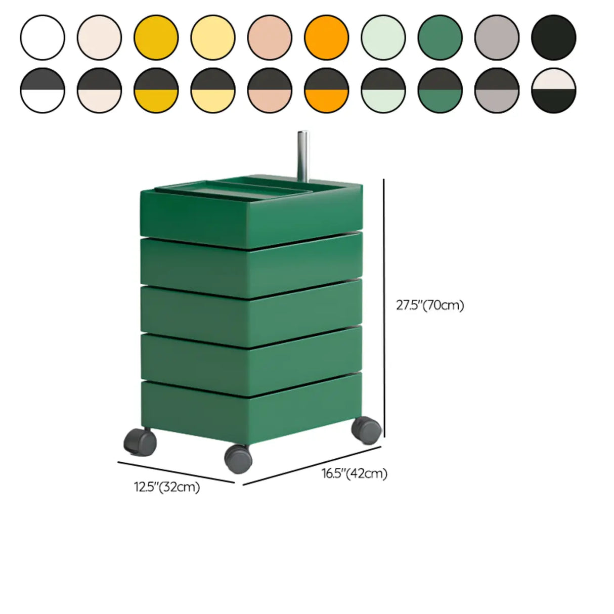 Removable Plastic Vertical Filing Cabinet with Drawers