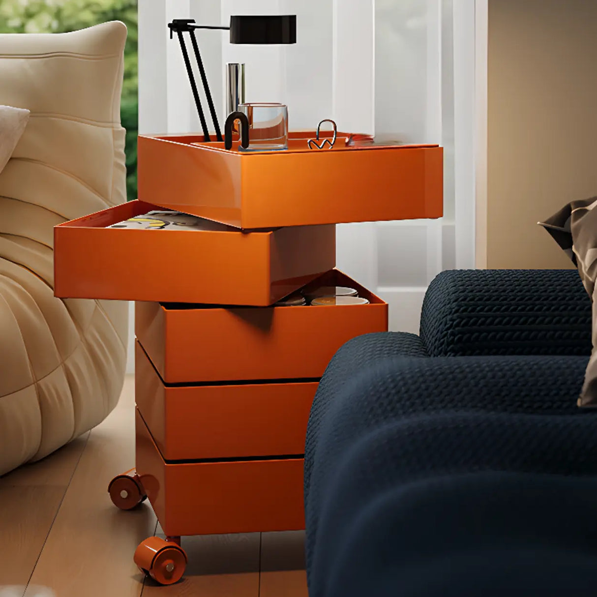 Removable Plastic Vertical Filing Cabinet with Drawers Image - 5