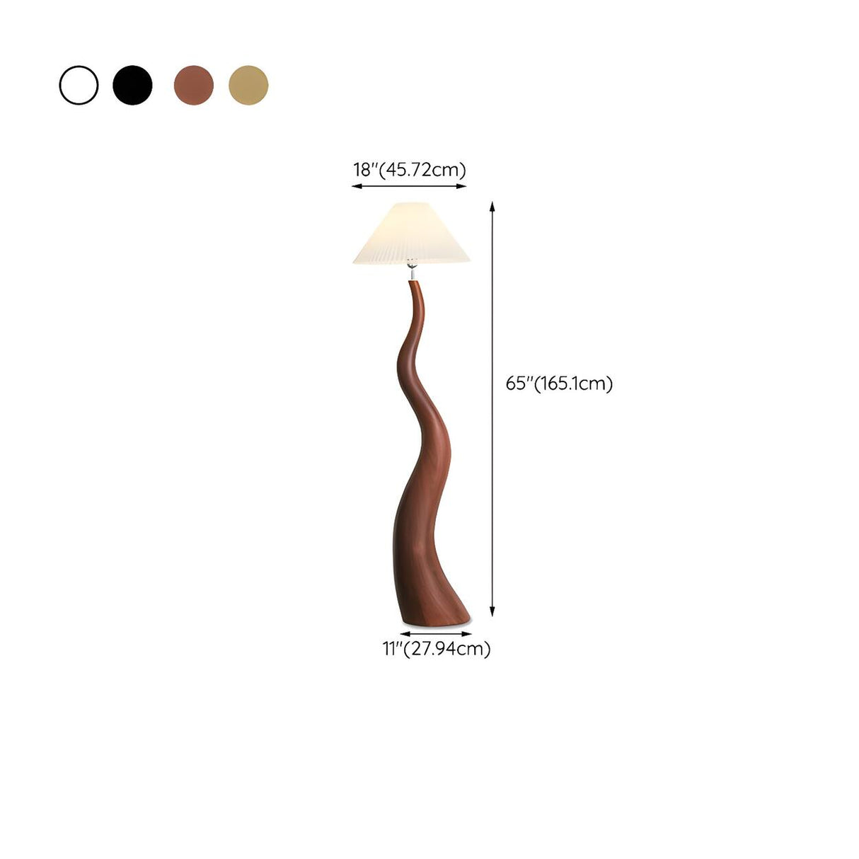 Resin Modern White Pleated Curved Tree Floor Lamp