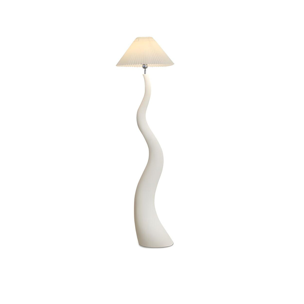 Resin Modern White Pleated Curved Tree Floor Lamp Image - 5