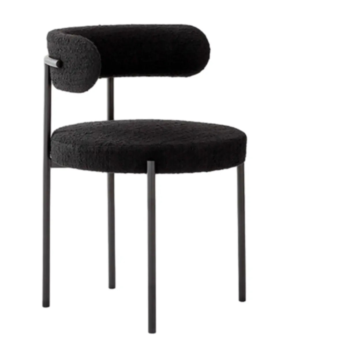 Restaurant Round Cozy White Sherpa Seat Dining Chair Image - 10