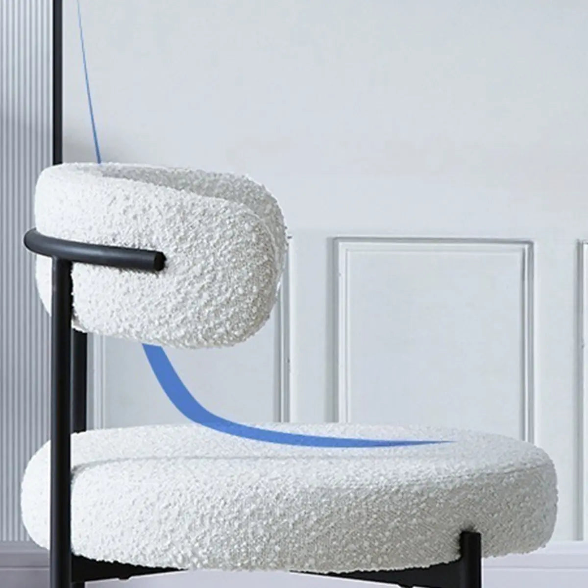 Restaurant Round Cozy White Sherpa Seat Dining Chair Image - 11