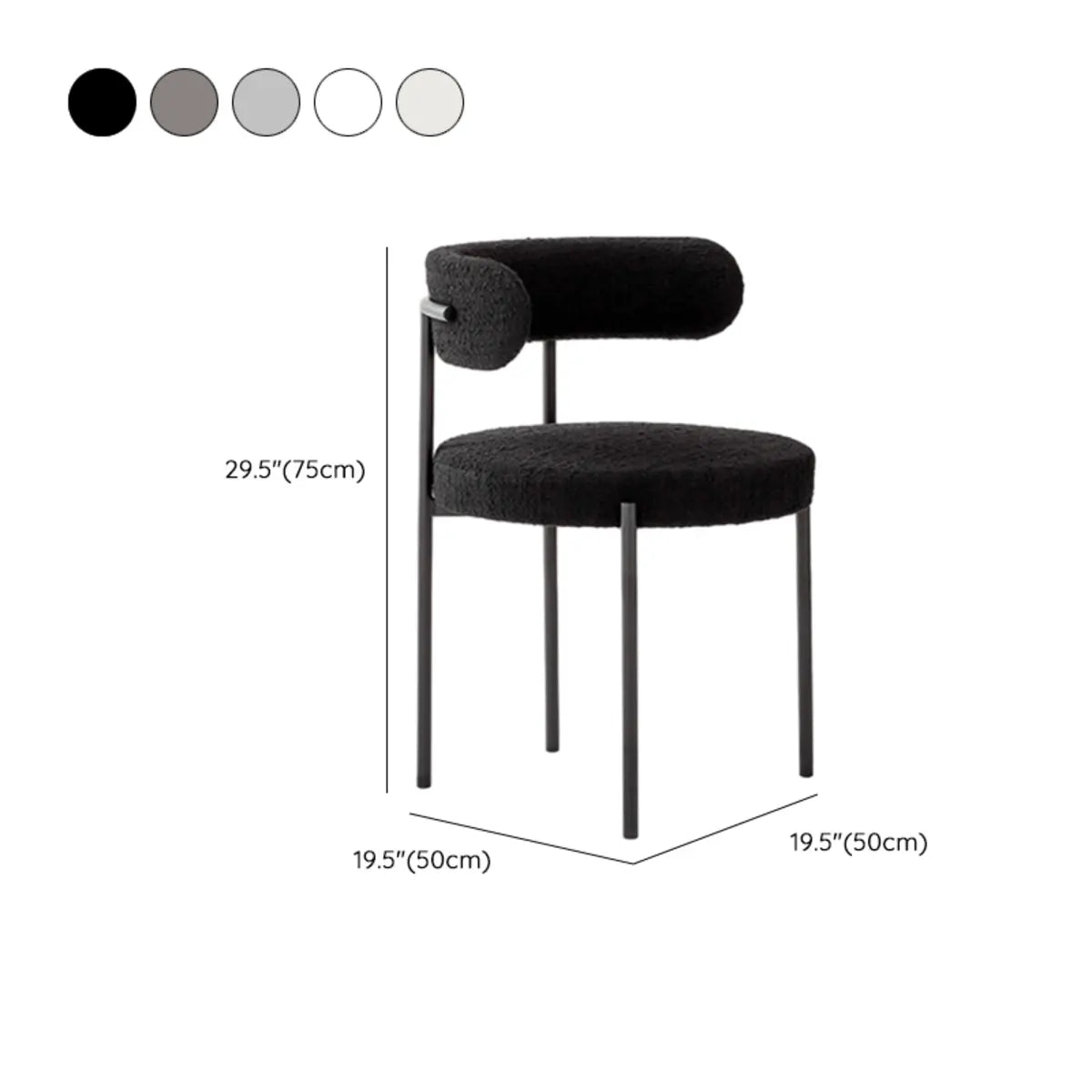 Restaurant Round Cozy White Sherpa Seat Dining Chair