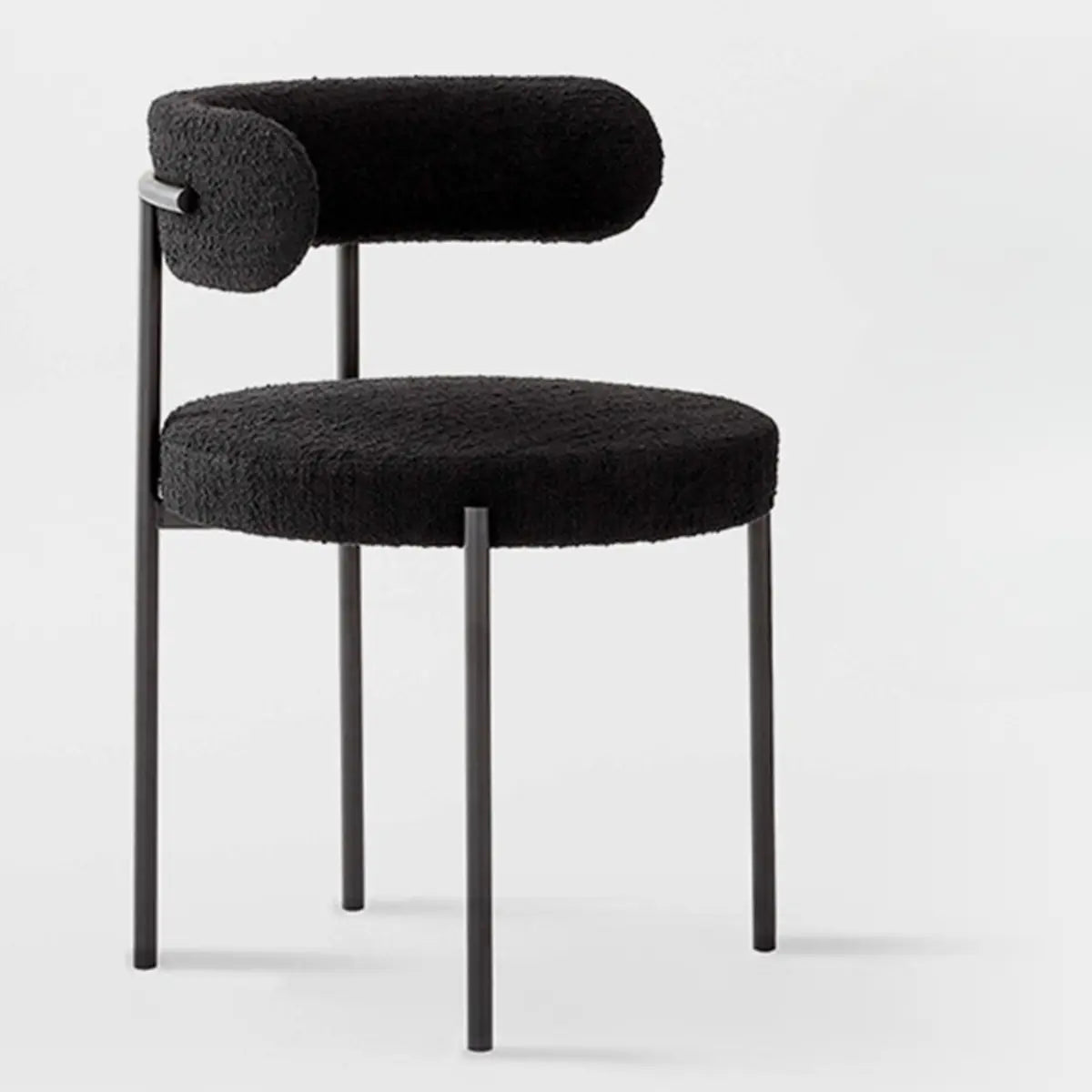 Restaurant Round Cozy White Sherpa Seat Dining Chair Image - 2