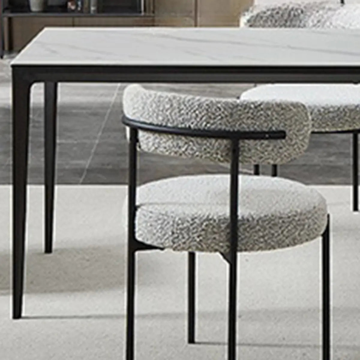 Restaurant Round Cozy White Sherpa Seat Dining Chair Image - 4