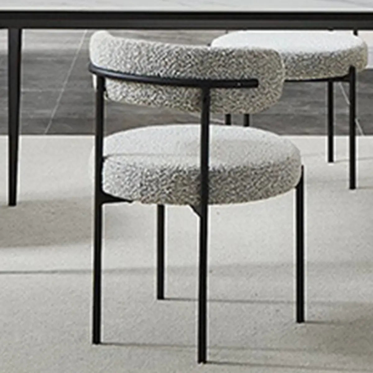 Restaurant Round Cozy White Sherpa Seat Dining Chair Image - 6