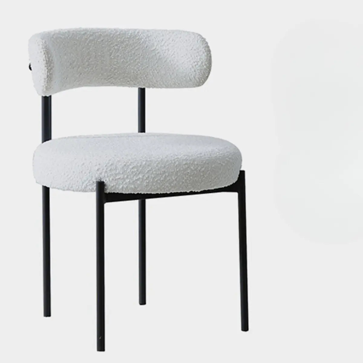 Restaurant Round Cozy White Sherpa Seat Dining Chair Image - 7