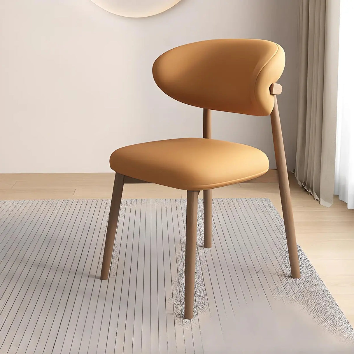 Restaurant Stable Curved Back Faux Leather Dining Chair Image - 20