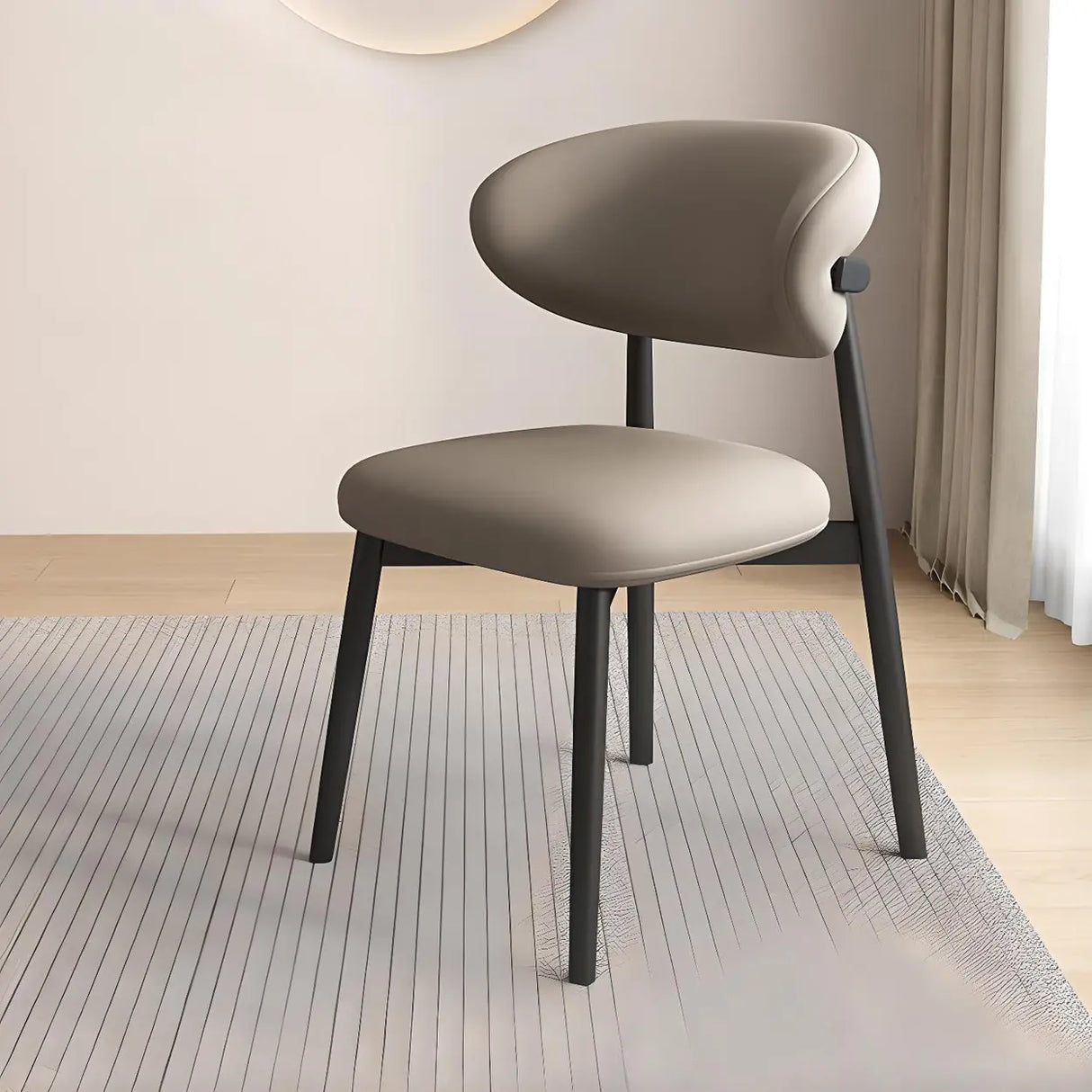 Restaurant Stable Curved Back Faux Leather Dining Chair Image - 21