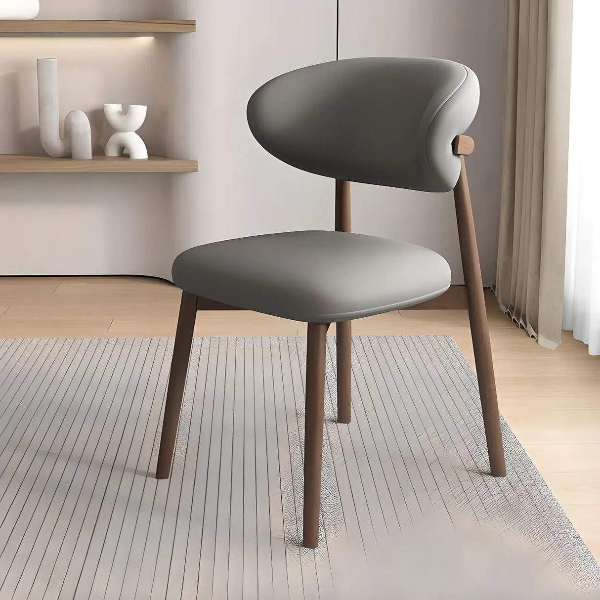 Restaurant Stable Curved Back Faux Leather Dining Chair Image - 22