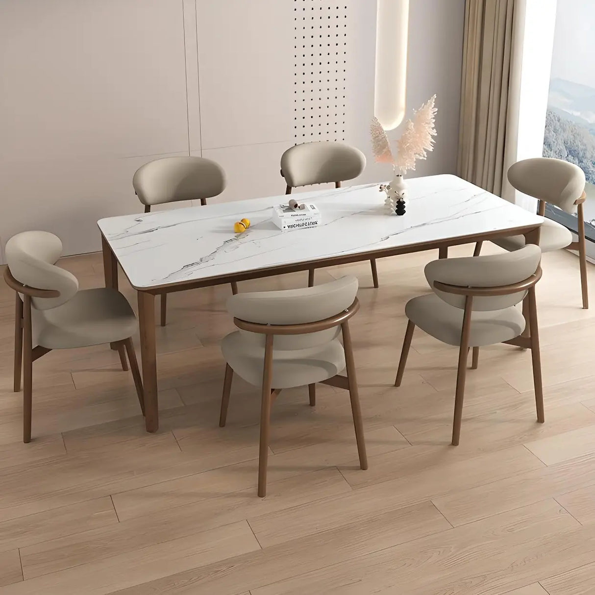 Restaurant Stable Curved Back Faux Leather Dining Chair Image - 4