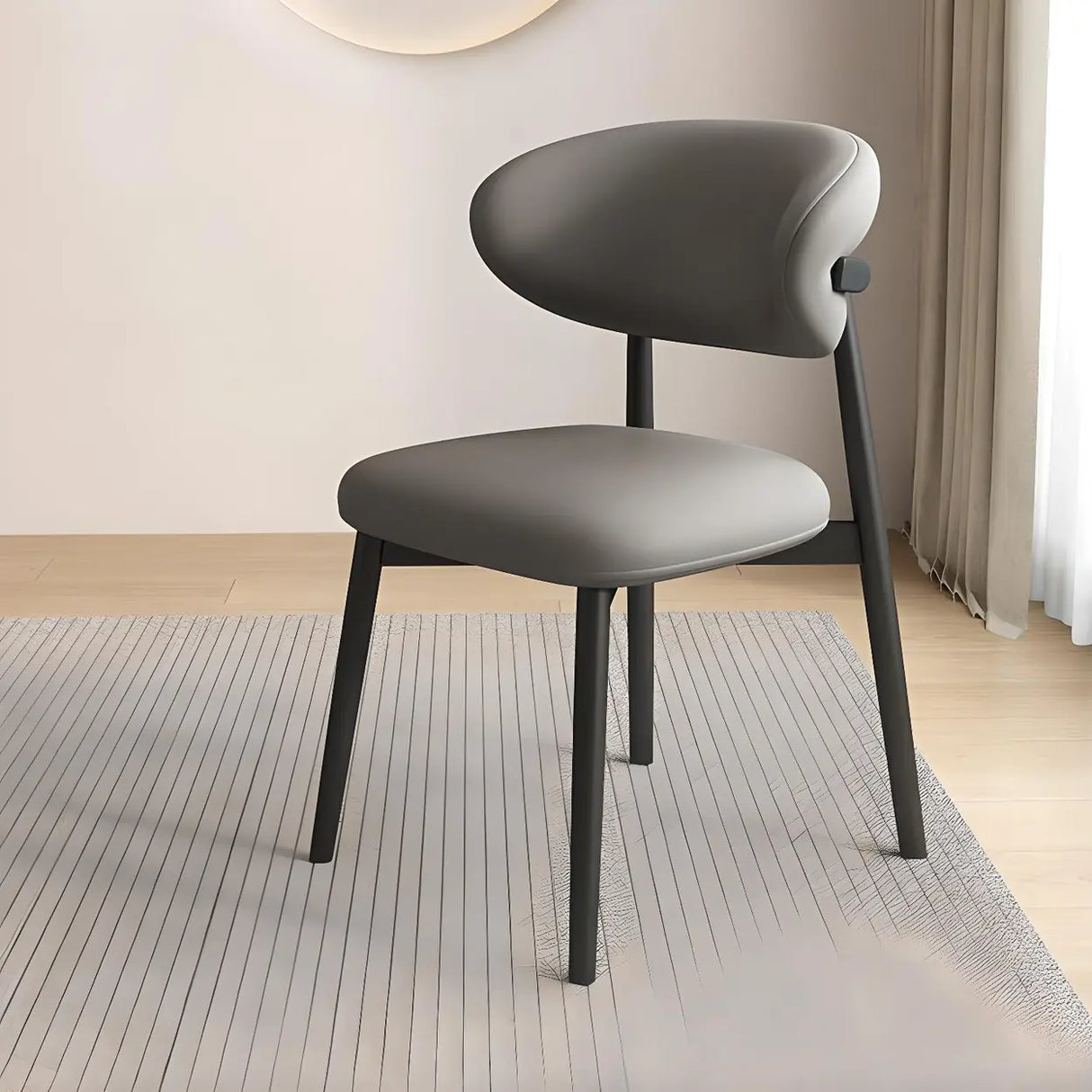 Restaurant Stable Curved Back Faux Leather Dining Chair Image - 25