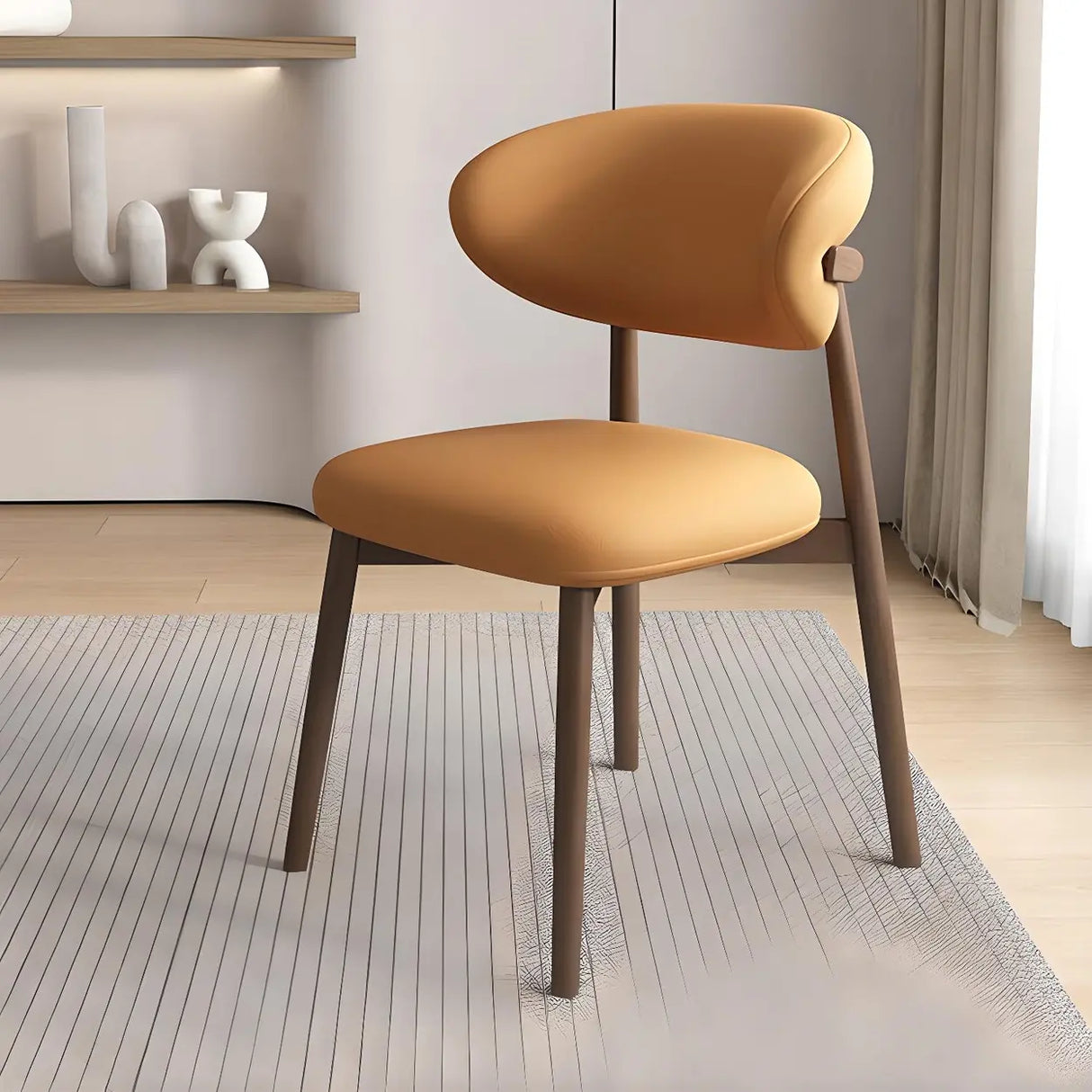 Restaurant Stable Curved Back Faux Leather Dining Chair Image - 26