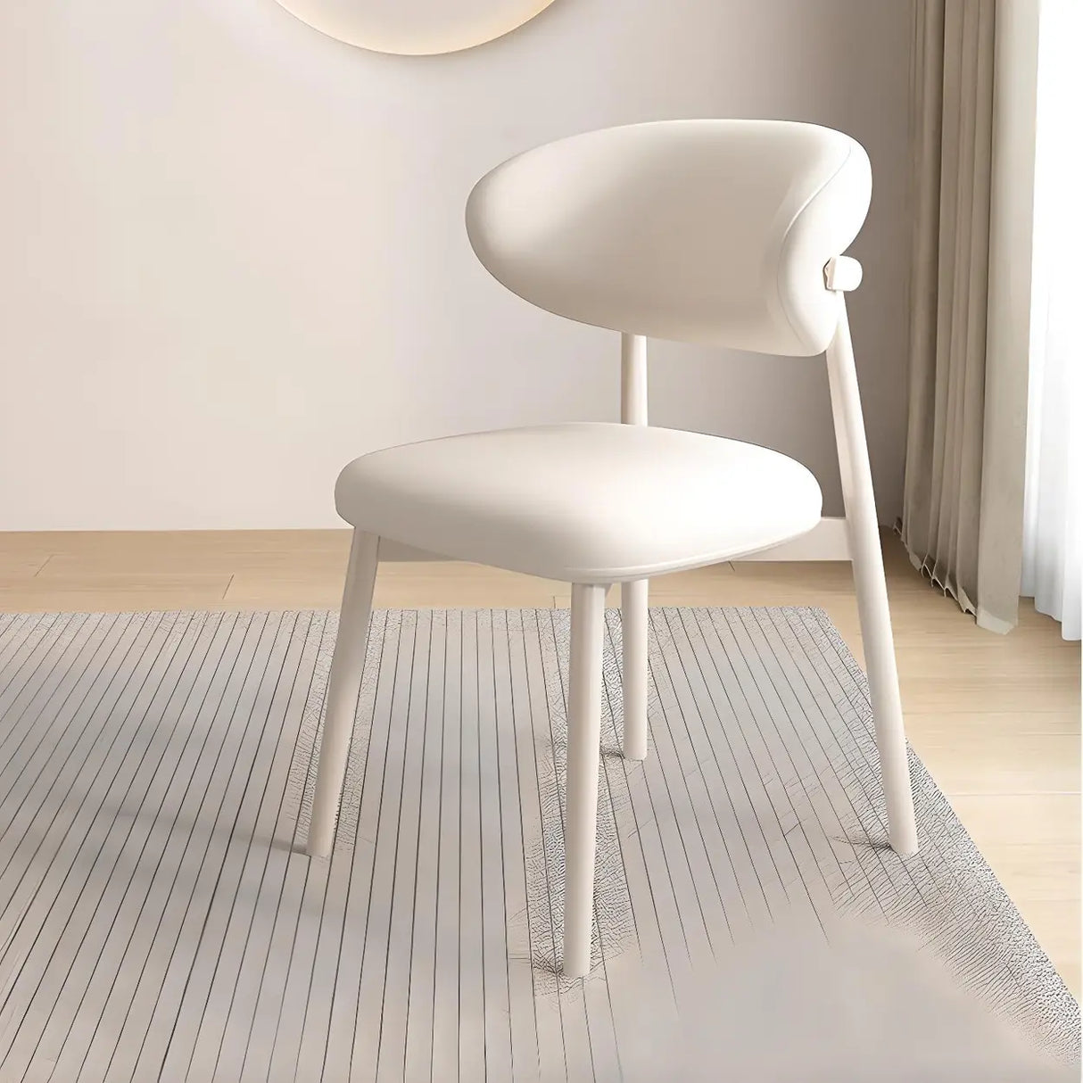 Restaurant Stable Curved Back Faux Leather Dining Chair Image - 8