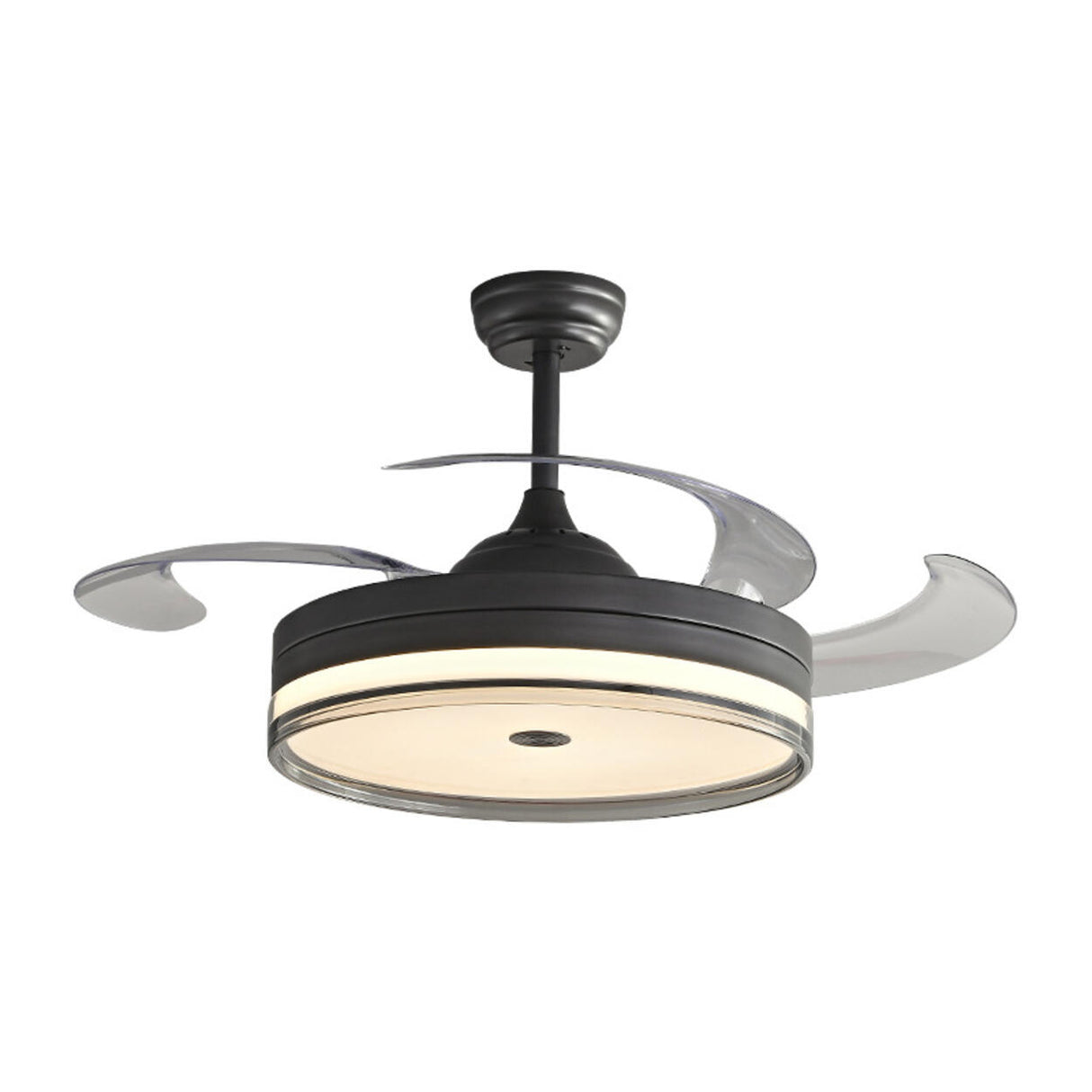 Retractable 4 Blades Drop Rod LED Ceiling Fan Light Image - 5